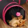 Collapsible Cat Tunnel, 3 Way Cat Tube Kitty Tunnel, Cat Pet Tunnel Toys with Peek Hole and Toy Ball, Small pet Tunnel for Kitty, Puppy, Rabbit