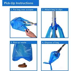 Doggie Walk Bags Dog Pooper Scooper for Large Dogs, Heavy Duty, Made in USA, Lightweight Metal Material, Folds in Half, Self Standing, Adjustable Strap, Blue Scented Tie Handle Dog Poop Bags Included