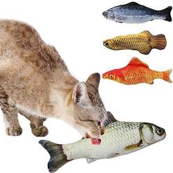 Cat Catnip Toys, 4 Pack Cat Fish Shape Interactive Toy, Simulation Plush Doll Toys, Pets Pillow Chew Bite Kick Supplies for Cat Pet Kitties Baby cat