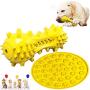 Squeak Dog Chew Toys + Slow Feeder Dog Lick Pad with 2 Squeakers/Natural Rubber/Dog Toothbrush Pet Toys Puppy Pet Training Treats Teething Toys (Yellow)
