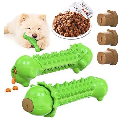 Dog Toothbrush Chew Toy Interactive Food Dispensing Dog Toy Can be Used for Pet Training, Pet Teething, Pet Cleaning, and Dog Chew Toy Plush Sounding Toys for Dogs (5 in 1 Dog Cleaning Teeth Toy)