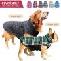 Kuoser Cozy Waterproof Windproof Reversible British Style Plaid Dog Vest Winter Coat Warm Dog Apparel for Cold Weather Dog Jacket for Small Medium Large Dogs with Furry Collar (XS - 3XL)