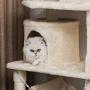 BEWISHOME Cat Tree with Sisal Scratching Posts, 2 Condos, Plush Perches, Jingly Balls and Hammock, Cat Condo Tower Furniture Kitty Kitten Activity Center Pet Play House Beige MMJ01M