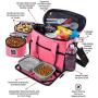 Mobile Dog Gear, Week Away Dog Travel Bag for Small Dogs, Includes Lined Food Carriers and 2 Collapsible Dog Bowl, Pink