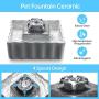 THMY Ceramic Cat Fountain, 2.1L Pet Drinking Fountain for Cat and Dog, Cat Fountain Porcelain, Cat Water Dispenser with 3 Activated Carbon Filter and Sponge Foam Pre-Filter (Grey)