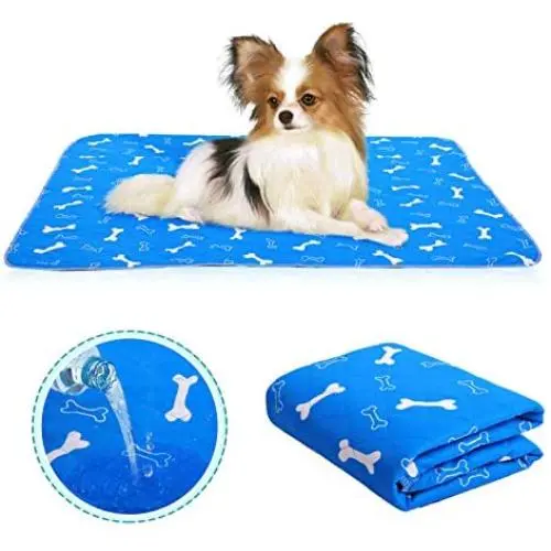 AOFITEE Washable Dog Pee Pads, Bone Print Waterproof Pet Training Potty Pad with Great Urine Absorption, Reusable Leakproof Whelping Mat for Puppy, Large Dog and Cat