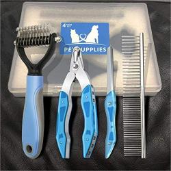 NANRE Dog Nail Clippers,Trimmer & Comb Gift Sets, Pet Grooming Tool for Dogs & Cats