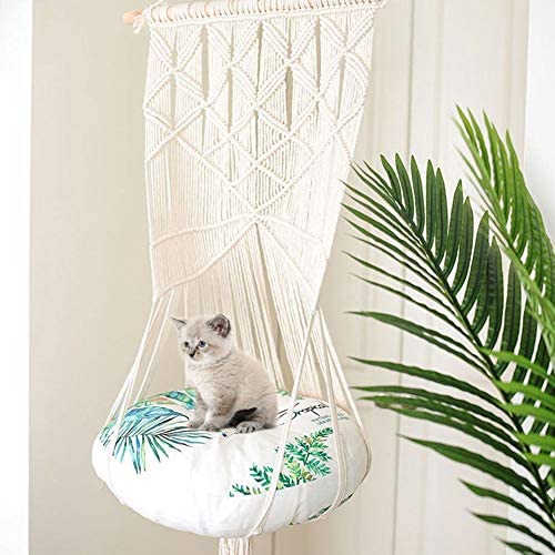 Cat Hammock Bed,Classic Retro Bohemian Hand Knitting Cat Hammock Bed Decorative Macrame Wall Hanging Cat Nests Swing Hammock,Firm And Durable,For Home/Pet Shop/Pet