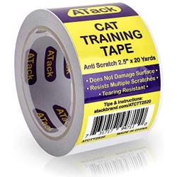 ATack Cat Anti-Scratch Training Tape, Residue-Free and Removable, Clear, 2.5-Inches x 20 Yards, Kitty Scratch Deterrent, Prevention Tape and Protector for Leather Couch, Furniture, Door