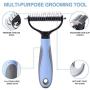Pet Grooming Tool, 2 Sided Professional Undercoat Rake for Cats & Dogs, Safe and Effective Dematting Comb, for Easy Mats & Tangles Removing, Long Short Haired Pets (Blue)