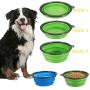 COMSUN 2-Pack Extra Large Size Collapsible Dog Bowl, Food Grade Silicone BPA Free, Foldable Expandable Cup Dish for Pet Cat Food Water Feeding Portable Travel Bowl Blue and Green Free Carabiner