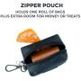 Mighty Paw Dog Poop Bag Holder, Premium Quality Pick-up Bag Zippered Pouch, Includes Carabiner Hook and 1 Roll of Pick-up Bags (Black)