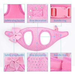 KLCW Pink Dog Harnesses for Small Dogs Diamond Dog Harness for Girl & Dog Birthday Gift- Small Dog Harness No Escape Step in Dog Vest Harness