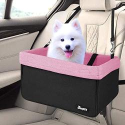 JESPET Dog Booster Seats for Cars, Portable Dog Car Seat Travel Carrier with Seat Belt for 24lbs Pets