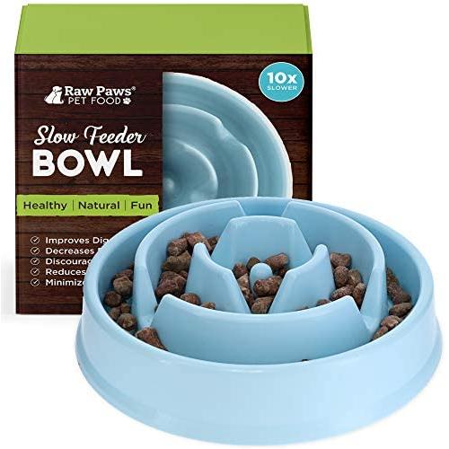 Raw Paws Slow Feeder Dog Bowl & Cat Slow Feeder Bowl - Maze Dog Bowl to Slow Down Eating - Dog Bowl for Fast Eaters - Dog Puzzle Bowl for Slower Eating - Slow Drink Water Bowl for Dogs