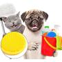Kwispel 2 Pcs Dog Grooming Brush, Pet Shampoo Brush Dog Bath Grooming Shedding Brush Soothing Massage Rubber Comb with Adjustable Strap for Short Long Haired Dogs and Cats