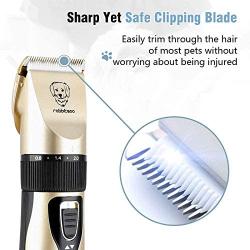 rabbitgoo Dog Grooming Clippers, Rechargeable Pet Hair Trimmer Doggy Grooming Kit, Electric Shaver Hair Remover Kit with 4 Guide Combs Low Noise Cordless Accessories for Pets/Dogs/Cats/Rabbits