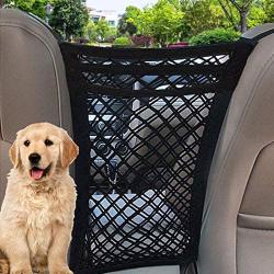 TIANFAN Car Dog Barrier, 3 Layers Pet Barrier Dog Net for Car,SUV Between Seats, Auto Safety Mesh Organizer Baby Stretchable Storage Bag - Safety Car Divider for Children and Pets