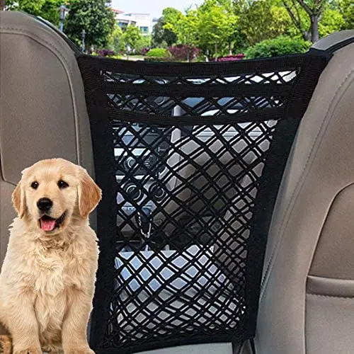 TIANFAN Car Dog Barrier, 3 Layers Pet Barrier Dog Net for Car,SUV Between Seats, Auto Safety Mesh Organizer Baby Stretchable Storage Bag - Safety Car Divider for Children and Pets TIANFAN Car Dog Barrier, 3 Layers Pet Barrier Dog Net for Car,SUV Between Seats, Auto Safety Mesh Organizer Baby Stretchable Storage Bag - Safety Car Divider for Children and Pets