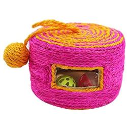 Ychaoya Sisal Woven Round Bucket Wear-Resistant Sisal Cat Pet Toys with 2 Sound Ball, Random Color Delivery