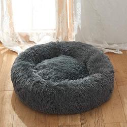 Uozzi Bedding Plush Faux Fur Round Pet Dog Bed, Comfortable Fuzzy Donut Cuddler Cushion for Dogs & Cats, Soft Shaggy and Warm for Winter