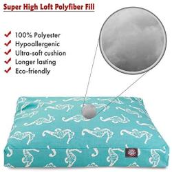 Teal Sea Horse Medium Rectangle Indoor Outdoor Pet Dog Bed With Removable Washable Cover By Majestic Pet Products
