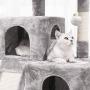 BEWISHOME Cat Tree Condo with Sisal Scratching Posts, Scratching Board, Plush Perch and Dual Houses, Cat Tower Furniture Kitty Activity Center Kitten Play House