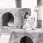 BEWISHOME Cat Tree Condo with Sisal Scratching Posts, Scratching Board, Plush Perch and Dual Houses, Cat Tower Furniture Kitty Activity Center Kitten Play House