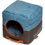 touchdog Convertible and Reversible Vintage Printed Squared 2-in-1 Collapsible Dog House Bed