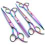 7.0in Titanium Professional Pet Grooming Scissors Set,Straight & Thinning & Curved Scissors 4pcs Set for Dog Grooming…