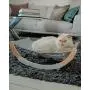 Furry Tom Premium Cat Bed - Rocking and Static Cat Hammock - Modern and Minimalist Pet Bed - Pine Wood and Linen - Elephant Gray