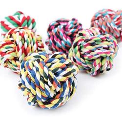 Rope Ball Toy for Dog, Dental Health Teeth Cleaning for Small/Medium/Large Sized Dog Biting Toys (6 Pack, Random Color)