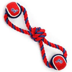 Pet Goods Manufacturing Mississippi Ole Miss Rebels Double Ball with Dog Toy Rope