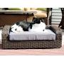 Iconic Pet Rattan/Wicker Pet Sofa Bed - Sofa Made of Woven Palm Stems of Rattan with Metal Frame, Indoor/Outdoor Sofa and Water Resistant Cushion Cover, Elegant Pet Bed for Dogs/Cats up to 50 lbs