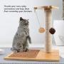 Odoland Cat Scratching Posts with Cat Self Groomer Massage Comb, 1 Sisal Scratch Pole Cat Scratcher with 4 Dangling Ball, Carpeted Base Play Area with Sisal Cat Scratching Pad and Small Perch