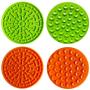 Tysons Pet Treats 2pcs Dog Lick Mat, Bath & Grooming Slow Feeders, Distraction Device, Powerful Suction Cups on The Back, Training-Just Add Peanut Butter (Green & Orange)