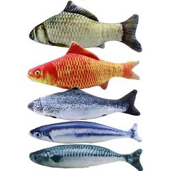 HQDeal 5PCS Catnip Fish Toys for Cat, 20 cm Cat Toys, Cat Fish Pillow, Cat Catnip Toys, Cat Chew Toys, Pet Toy, Cat Pillow, Fish Toy, Teeth Cleaning, Interactive Plush Cat Toys, for Cat, Puppy, Dog