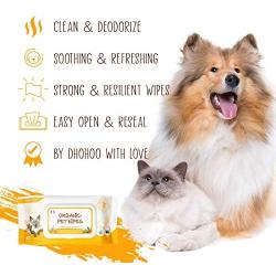 Dhohoo Cat Dog Wipes Natural Safe Ingredients, Premium Clean Deodorize Kitten Puppy Dog Wipes for Pet Paw Eye Stains Ear Coat, Extra Strong Soft Portable Dog Cat Cleaning Wipes- 80 PCS/Pack