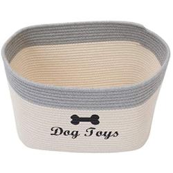 Morezi Cotton Rope Dog Toy Basket with Handle, Large Dog bin, pet Bed, pet Toy Box- Perfect for organizing pet Toys, Blankets, leashes