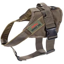 Tactical Dog Harness Vest Adjustable Military Bungee Dog Leash Elastic Leads Rope with Handle(Ranger Green,Large)