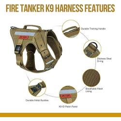 OneTigris Tactical Dog Harness Reflective K9 Working Vest Military Service Dog Harness Easy Control for Medium Large Dogs(Coyote Brown,L)