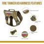OneTigris Tactical Dog Harness with Backpack Pouch, Reflective K9 Harness, Military Dog Harness for Medium Large Dogs(Coyote Brown,M)