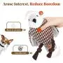 Lewondr Plush Dog Toys, Cute Soft Squeaky Plush Toy for Dogs Quality Corduroy Animated Stuffed Puppy Chew Toy with Squeakers Owl-Shape Interactive Soft Pet Toys for Biting - Coffee & White