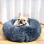 Pasking Plush Round Pet Bed for Medium Dogs Cats, Faux Fur Dog Beds Washable Cat Calming Bed Donut Cuddler Self Warming Indoor Grey