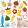 Skylety 16 Pieces Catnip Toys Plush Cat Chew Toys Cute Catnip Interactive Toys Cat Entertaining Toys for Pet Kitten Cat Playing Chewing Hunting Grinding Claw and Teeth Cleaning