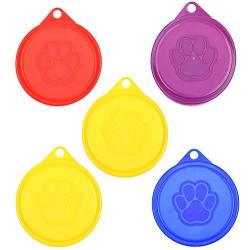 COSMOS Pack of 5 Pet Cat Dog Food Storage Can Covers Lids, Random Color