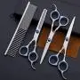 Mxcudu Professional Dog Grooming Scissors Set, 5 Pcs Pet Grooming Scissor with Straight Scissor, Thinning Scissor, Curve Scissor, Stainless Steel Comb