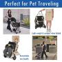 HPZ Pet Rover Lite Premium Light-Weight Dog/Cat/Pet Stroller Travel Carriage with Convertible Compartment/Zipper-Less Entry/1-Hand Quick Fold/Aluminum Frame for Small & Medium Pets