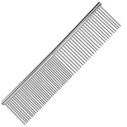 Meric Pet Grooming Comb, 7.5'' x 1.3'' Stainless Steel Teeth, De-Tangling Brush, Removes Tangles, Mats, Loose Fur & Dirt, Stimulates Hair & Skin Follicles, Perfect for Small & Medium Cats & Dogs, 1-pc