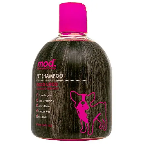 MOD Pet Shampoo - for Dogs & Cats - Hypoallergenic w/Aloe & Vitamin E - Conditions & Deodorizes - Provides Relief from Itchy Dry Skin & Nourishes Coat (Coconut Almond, 16 oz)